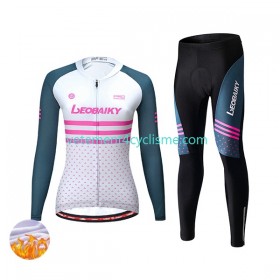 Femme Tenue Cycliste Manches Longues et Collant Long Hiver Thermal Fleece Leobaiky N003
